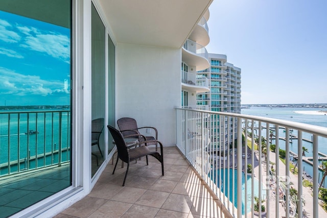 balcony with a water view