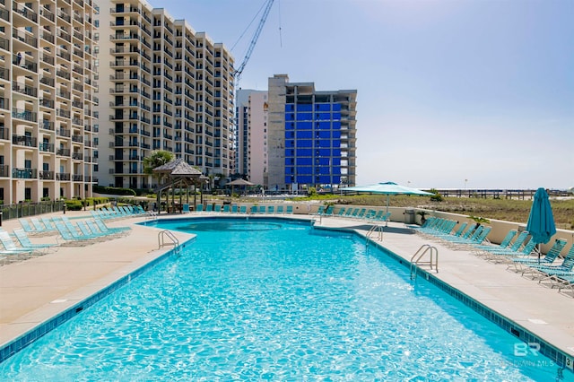 view of pool with a patio area