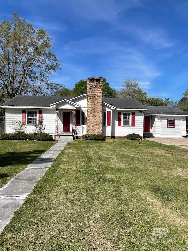 single story home with a front yard