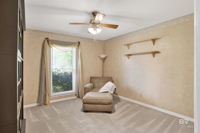 7431 Summer Ct, Mobile, AL 36695 - living area with light carpet, ceiling fan, and baseboards