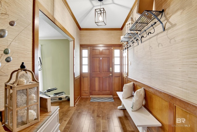 7431 Summer Ct, Mobile, AL 36695 - mudroom featuring wood-type flooring and ornamental molding