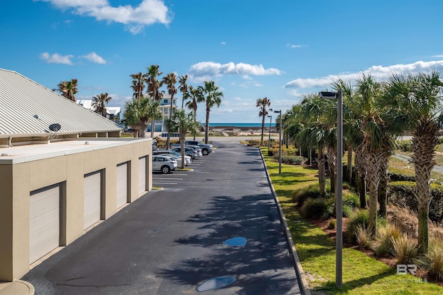 view of road with a water view