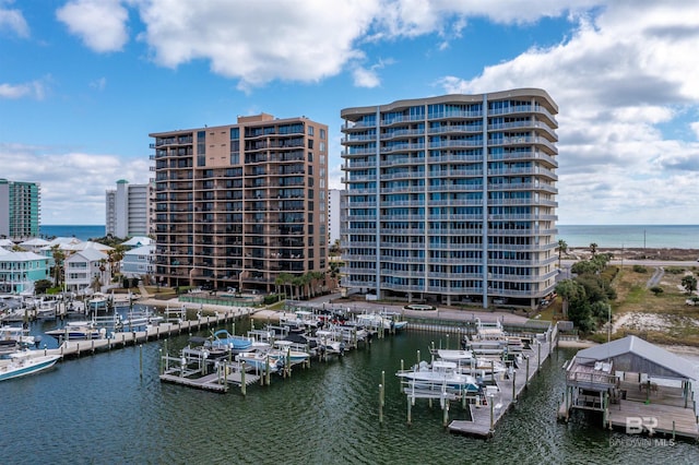 property view of water featuring a dock