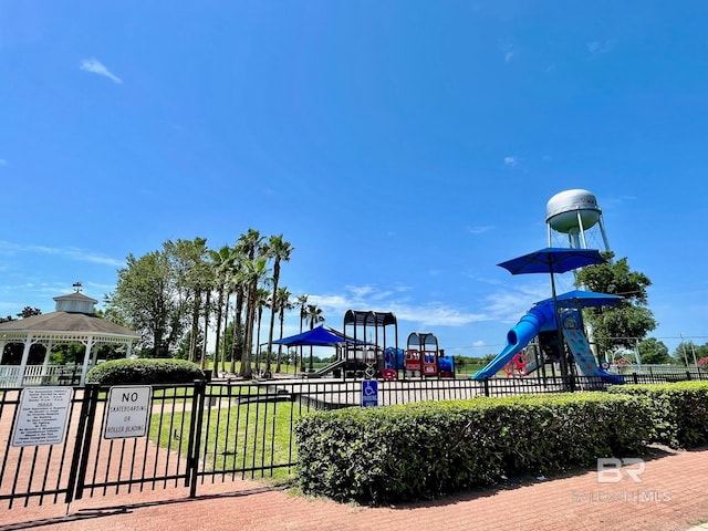 view of playground with a gazebo