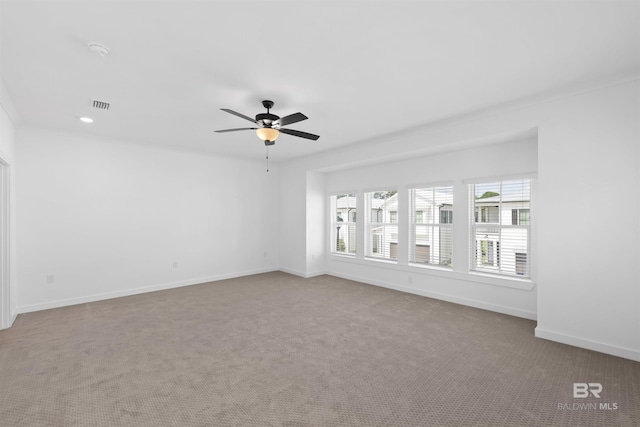 4669 Casablanca Dr, Orange Beach, AL 36561 - carpeted empty room with a ceiling fan, baseboards, a smoke detector, and recessed lighting