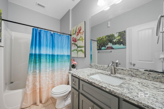 1206 Crown Walk Dr, Foley, AL 36535 - full bathroom featuring tile patterned flooring, vanity, shower / bathtub combination with curtain, and toilet