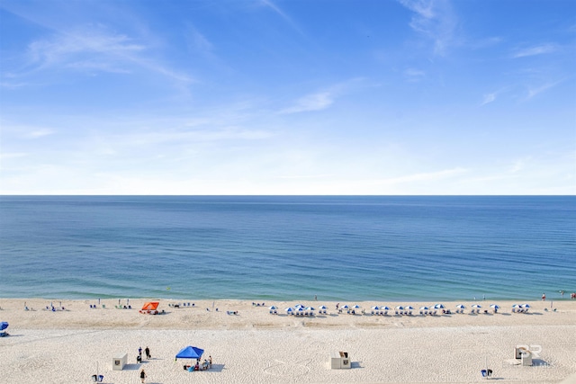 property view of water featuring a view of the beach