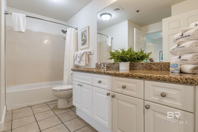 401 E Beach Blvd Unit 1302, Gulf Shores, AL 36542 - bathroom featuring vanity, tile patterned flooring, visible vents, toilet, and shower / tub combo
