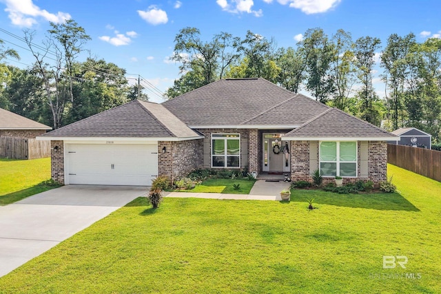 23038 Ridgewood Dr, Robertsdale, AL 36567 - view of front of home with brick siding, an attached garage, roof with shingles, and driveway