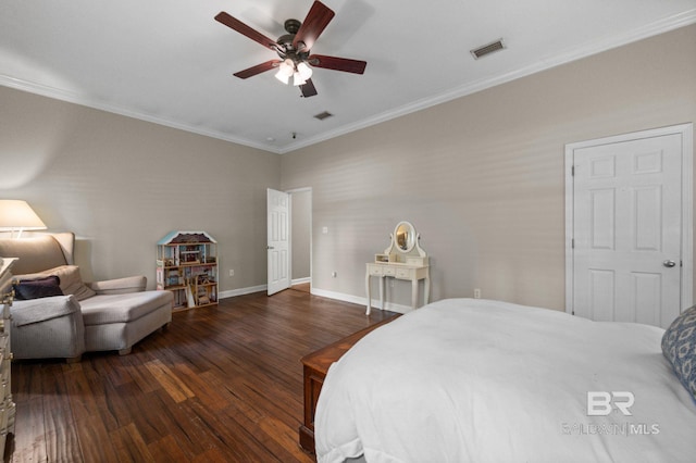 1203 Captain Oneal Dr, Daphne, AL 36526 - bedroom featuring ornamental molding, wood finished floors, baseboards, and ceiling fan