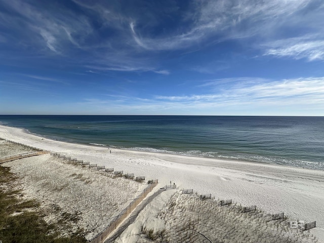 view of water feature featuring a beach view