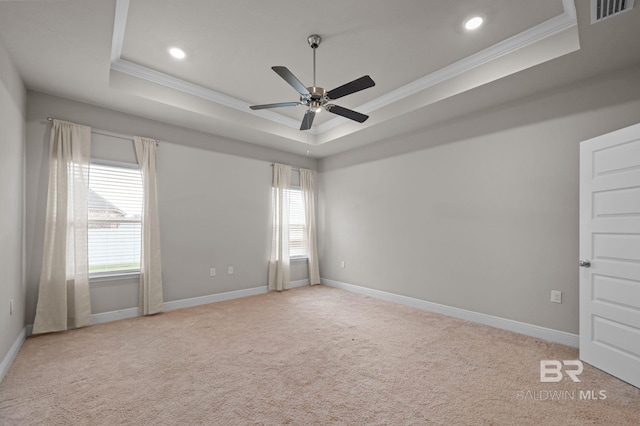 24884 Smarty Jones Cir, Daphne, AL 36526 - carpeted empty room with a raised ceiling, ornamental molding, plenty of natural light, ceiling fan, and recessed lighting