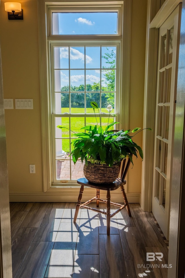 9150 County Road 91, Lillian, AL 36549 - doorway featuring dark wood finished floors and baseboards