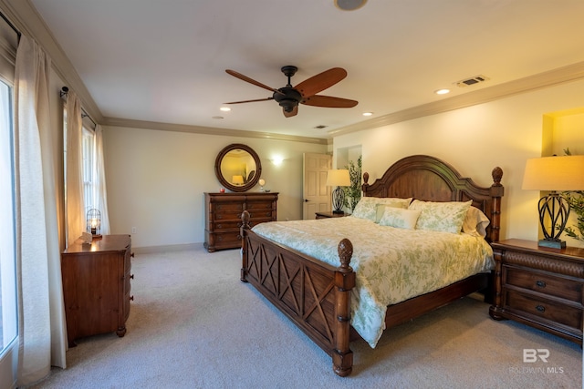 9150 County Road 91, Lillian, AL 36549 - bedroom featuring carpet, ornamental molding, recessed lighting, baseboards, and ceiling fan