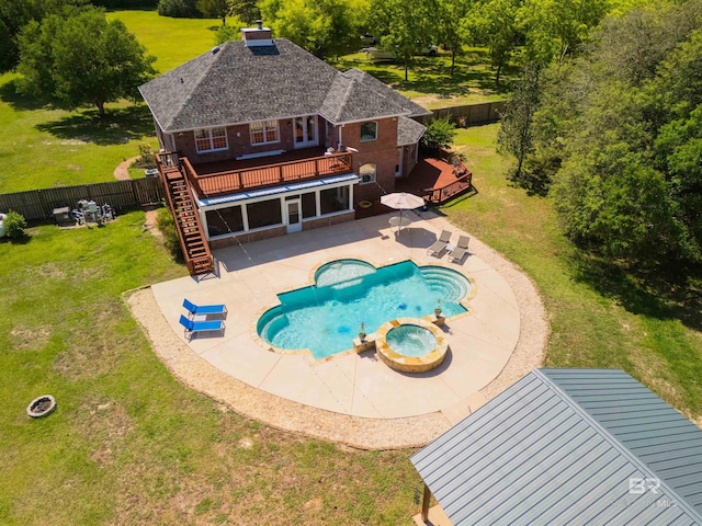 9150 County Road 91, Lillian, AL 36549 - view of swimming pool with stairs, a deck, a pool with connected hot tub, and a patio