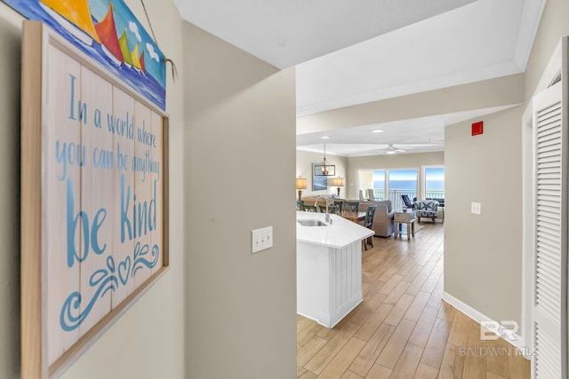 26200 Perdido Beach Blvd Unit 1403, Orange Beach, AL 36561 - corridor with light wood-style flooring and recessed lighting