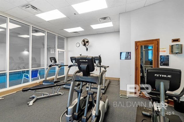 26200 Perdido Beach Blvd Unit 1403, Orange Beach, AL 36561 - exercise room featuring a drop ceiling