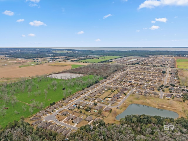 aerial view featuring a water view and a rural view