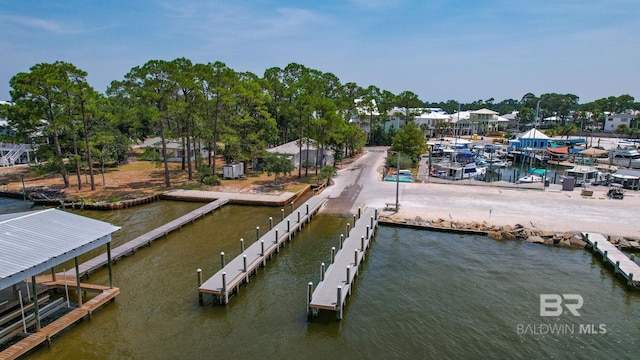 dock area featuring a water view