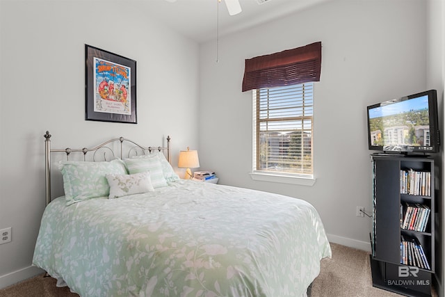 bedroom featuring baseboards and carpet