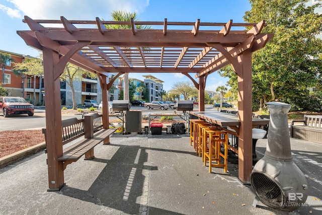 view of patio / terrace featuring a pergola