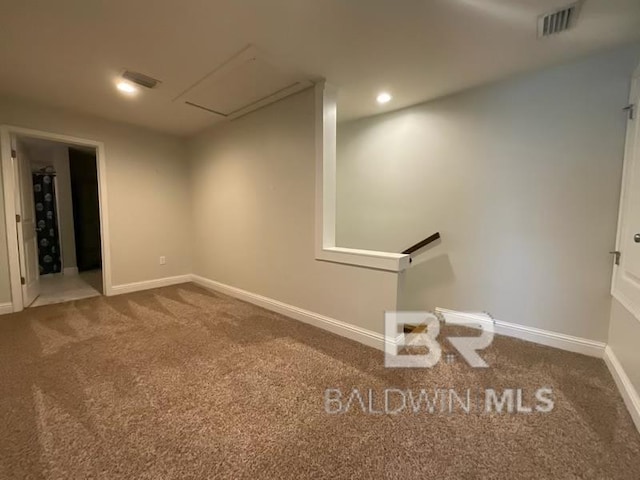 basement featuring carpet floors