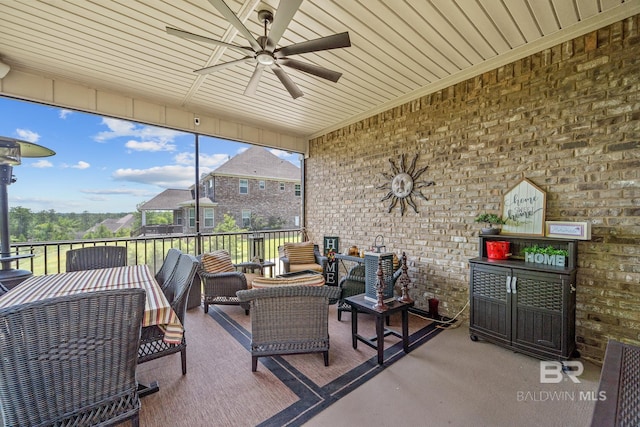 view of patio / terrace featuring an outdoor hangout area and ceiling fan