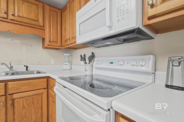 kitchen with white appliances and sink