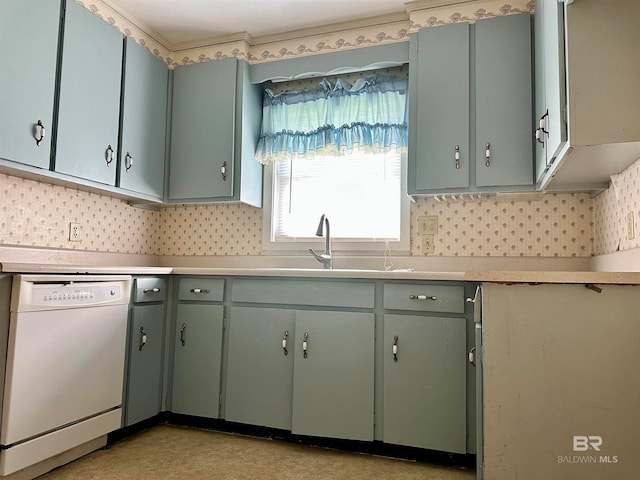 kitchen featuring sink and white dishwasher