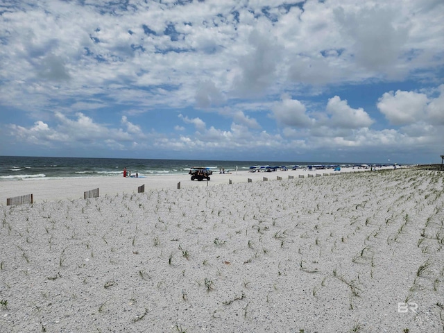 view of water feature featuring a beach view
