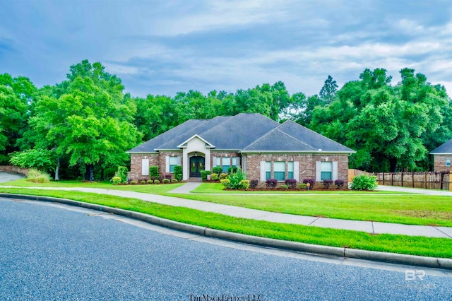 view of front of house with a front lawn