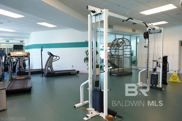 28107 Perdido Beach Blvd Unit D914, Orange Beach, AL 36561 - exercise room featuring a drop ceiling