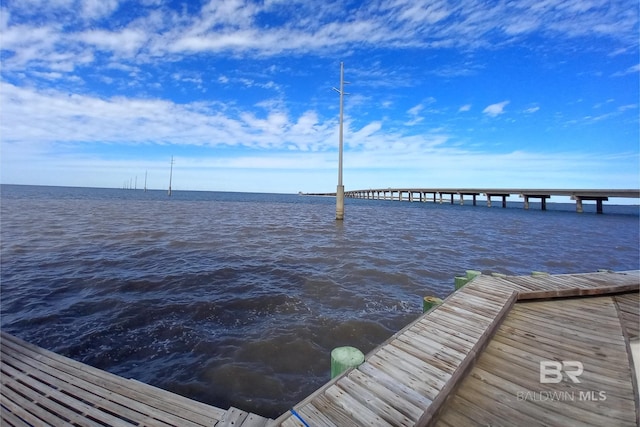 dock area featuring a water view