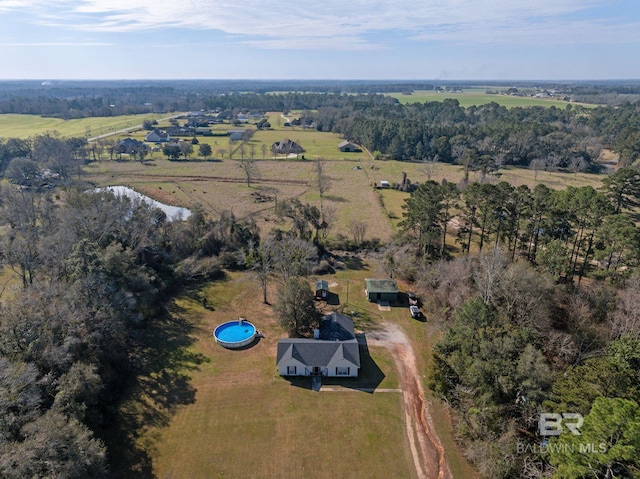 drone / aerial view with a rural view