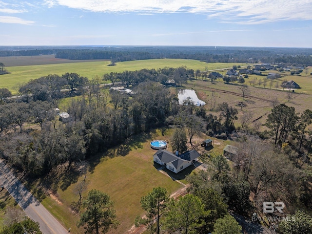 drone / aerial view with a rural view