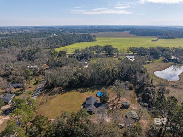 birds eye view of property featuring a rural view