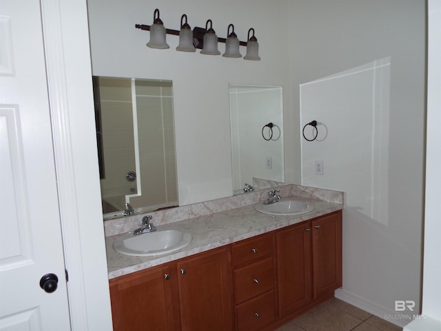 bathroom featuring vanity and tile patterned floors