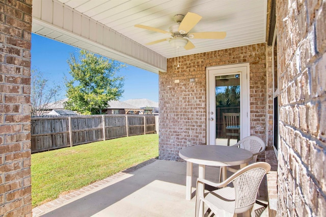 view of patio / terrace featuring ceiling fan