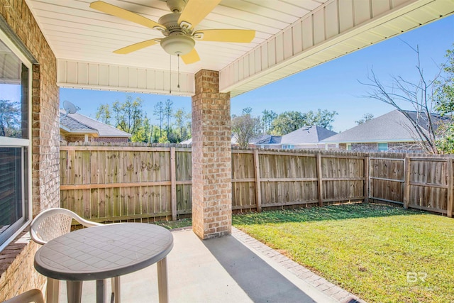 view of patio / terrace with ceiling fan