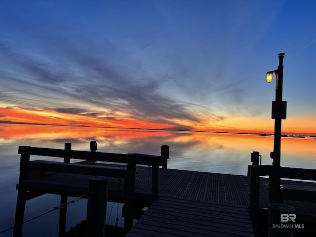 view of dock featuring a water view