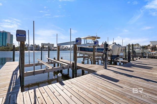 dock area featuring a water view