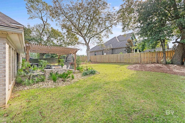 view of yard with a pergola