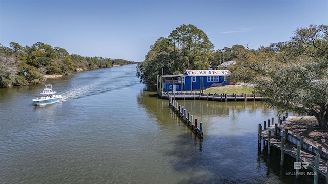 dock area featuring a water view