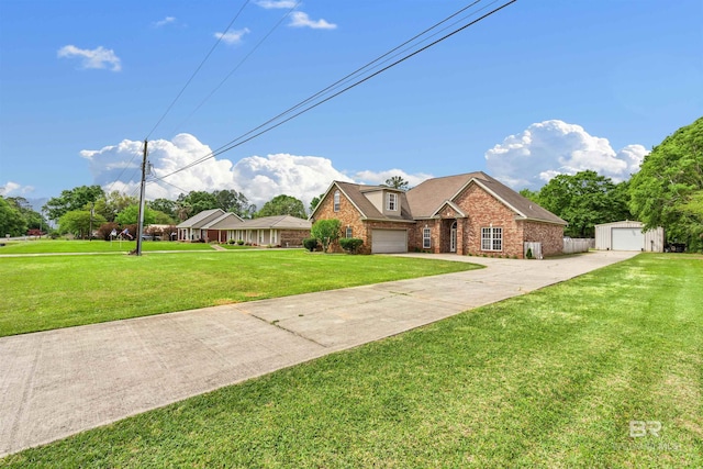 front of property featuring a front yard and a garage