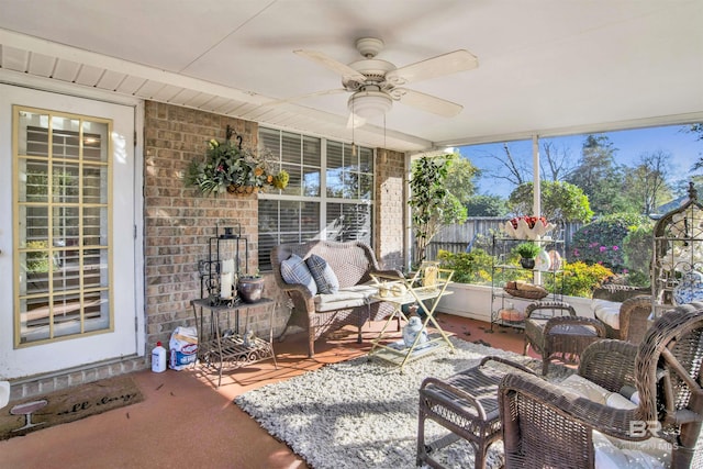 view of patio / terrace featuring an outdoor hangout area and ceiling fan