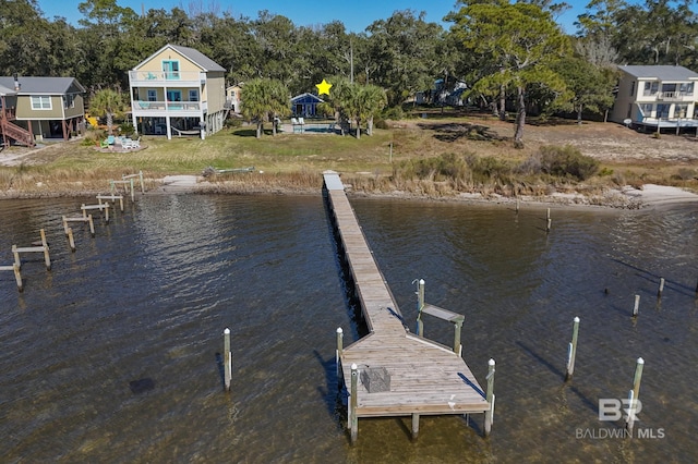 view of dock featuring a water view