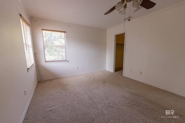 1619 Silver Creek Ct, Saraland, AL 36571 - empty room featuring ceiling fan, carpet, and ornamental molding