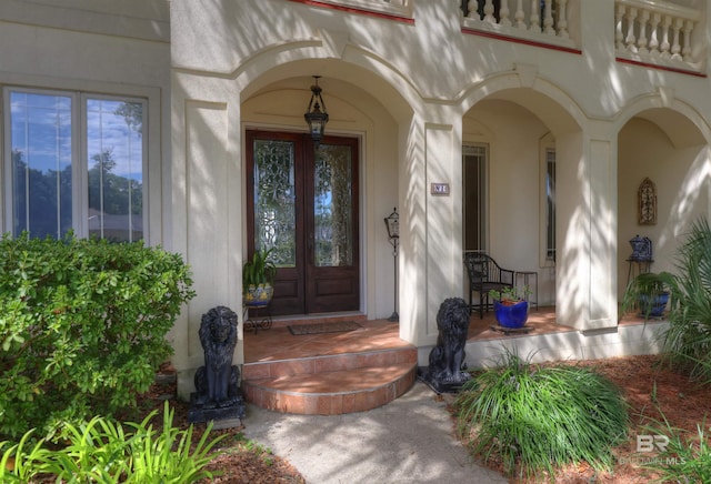 property entrance with french doors