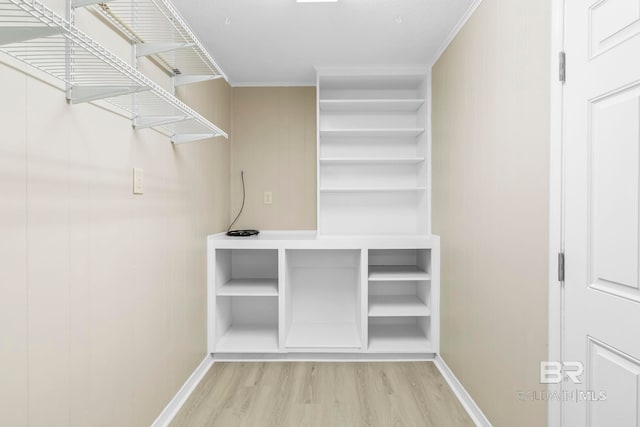 walk in closet featuring light hardwood / wood-style floors