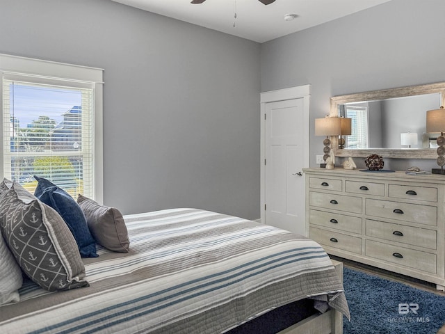 bedroom featuring ceiling fan